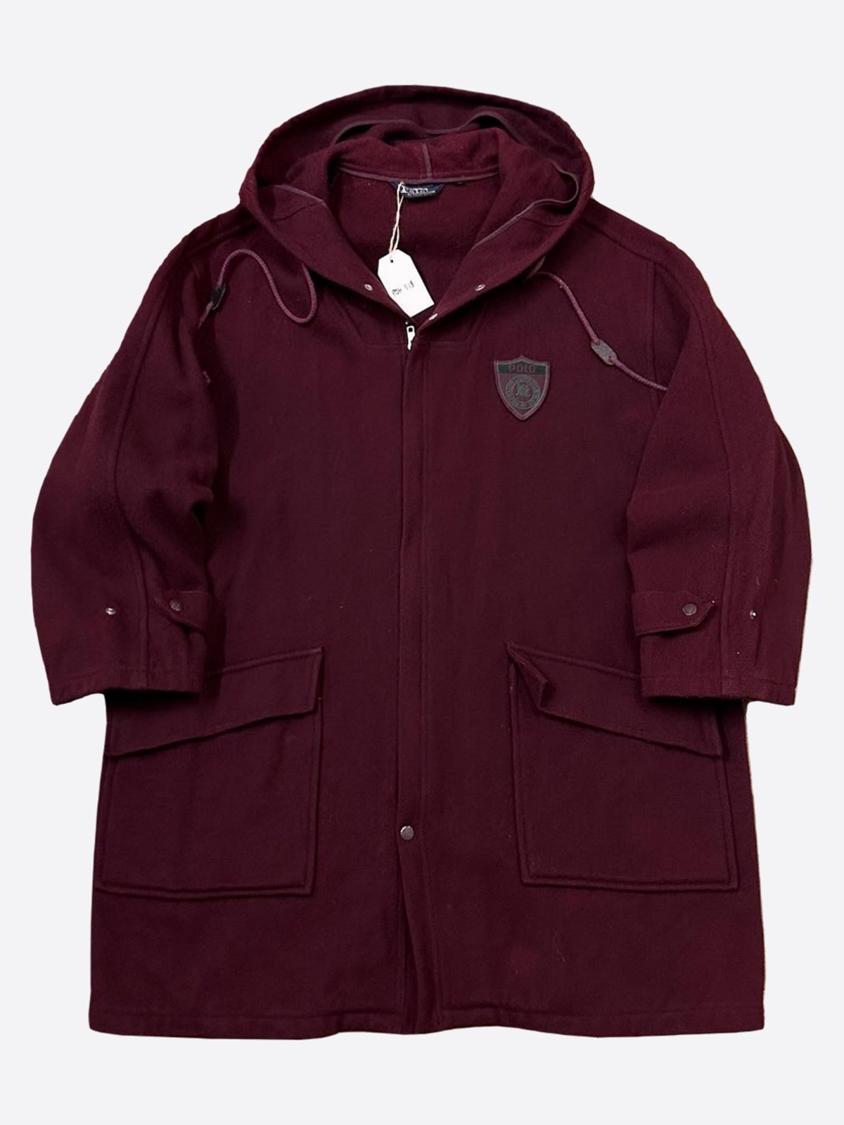 Burgundy Wool Shield Patch Hood Coat (105size) - With Homie 위드호미
