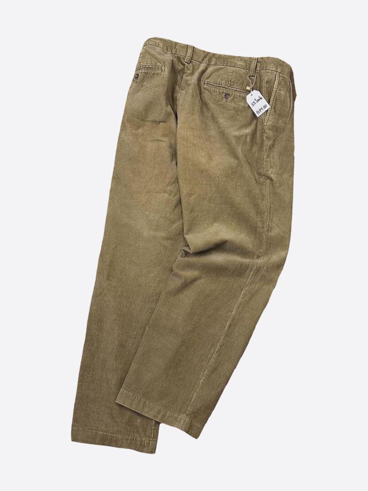 Flat Front Olive Corduroy Trouser (33inch) - With Homie 위드호미