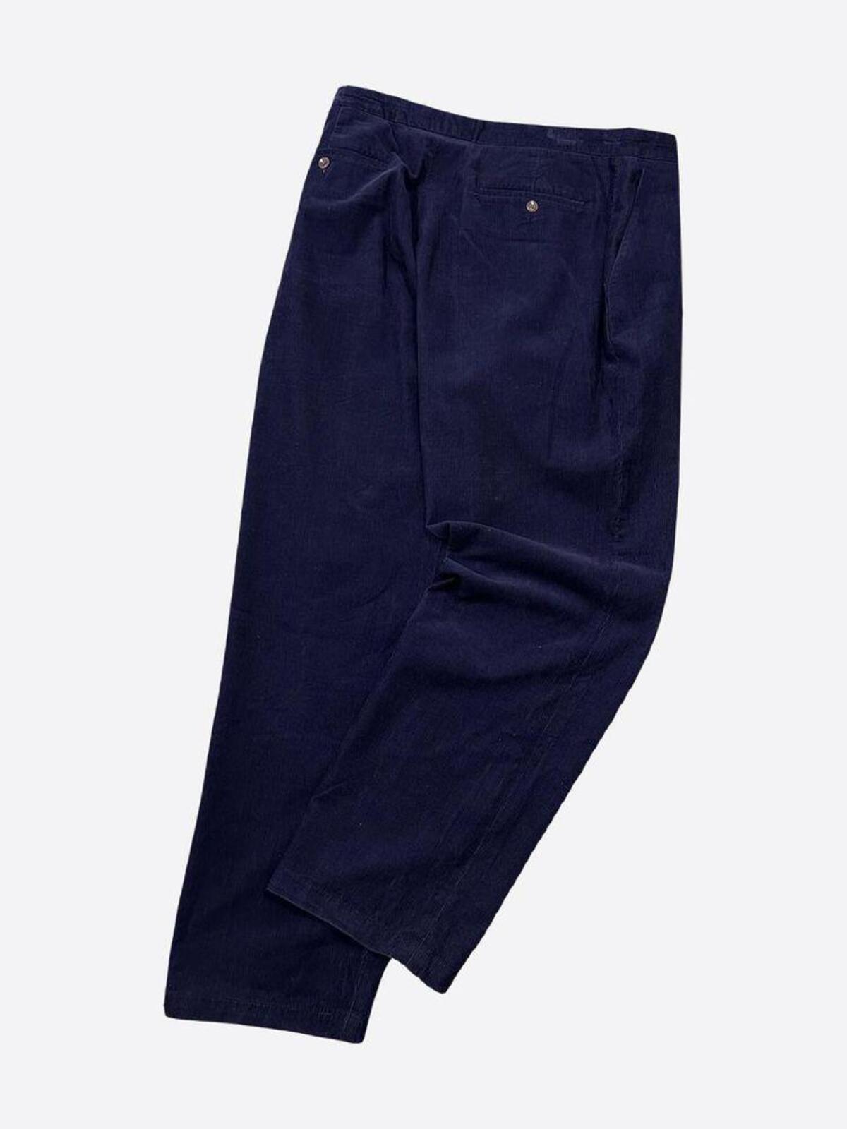 Flat Front Navy Corduroy Trouser (35inch) - With Homie 위드호미